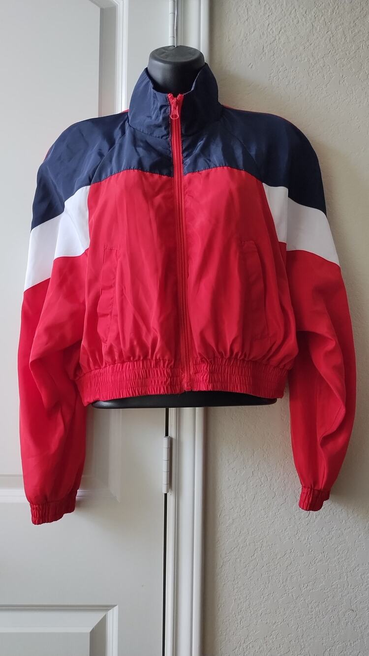 NEW LOOK Women's lightweight short jacket/coat Red, white, blue Size L